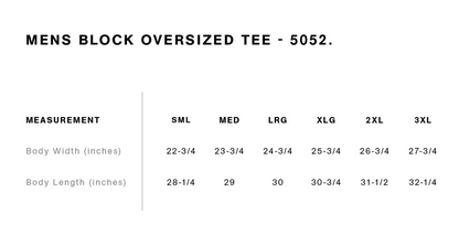 Size chart — AS Colour 5052